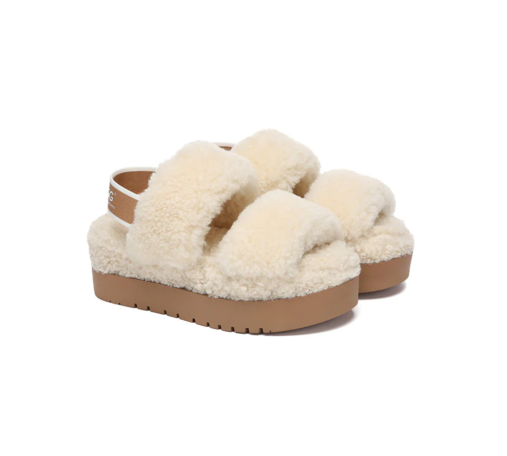 AUSTRALIAN SHEPHERD? UGG Women Double Strap Slingback Platform Fluffy Slides Lyam