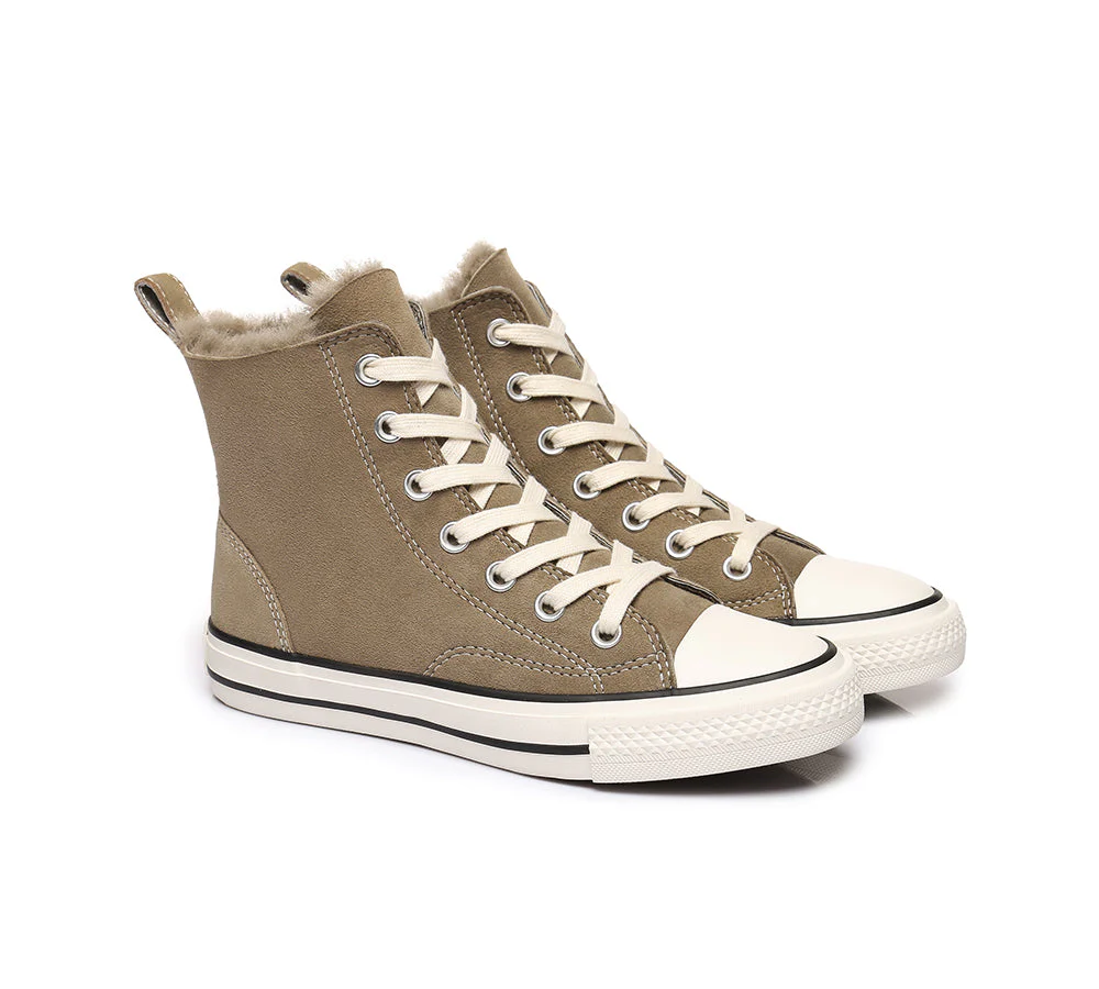 TARRAMARRA? Women Sheepskin Wool High Top Sneakers Viola