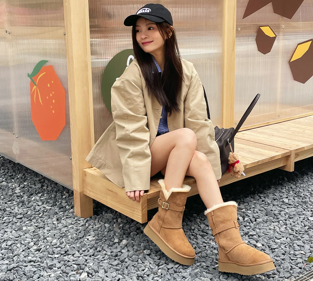 UGG EVERAU?  UGG Boots Women Sheepskin Wool Platform Short Valerie