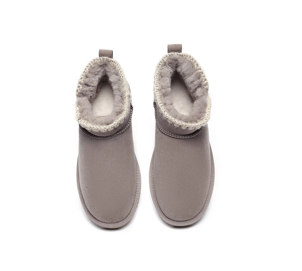 EVERAU? UGG Boots Women Sheepskin Wool Ankle Mini Brooklyn