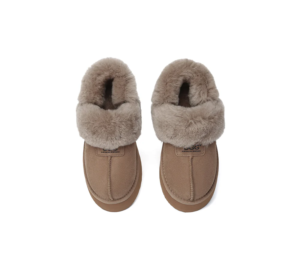 AUSTRALIAN SHEPHERD? UGG Slippers Women Removable Wool Strap Slingback Platform Suzie