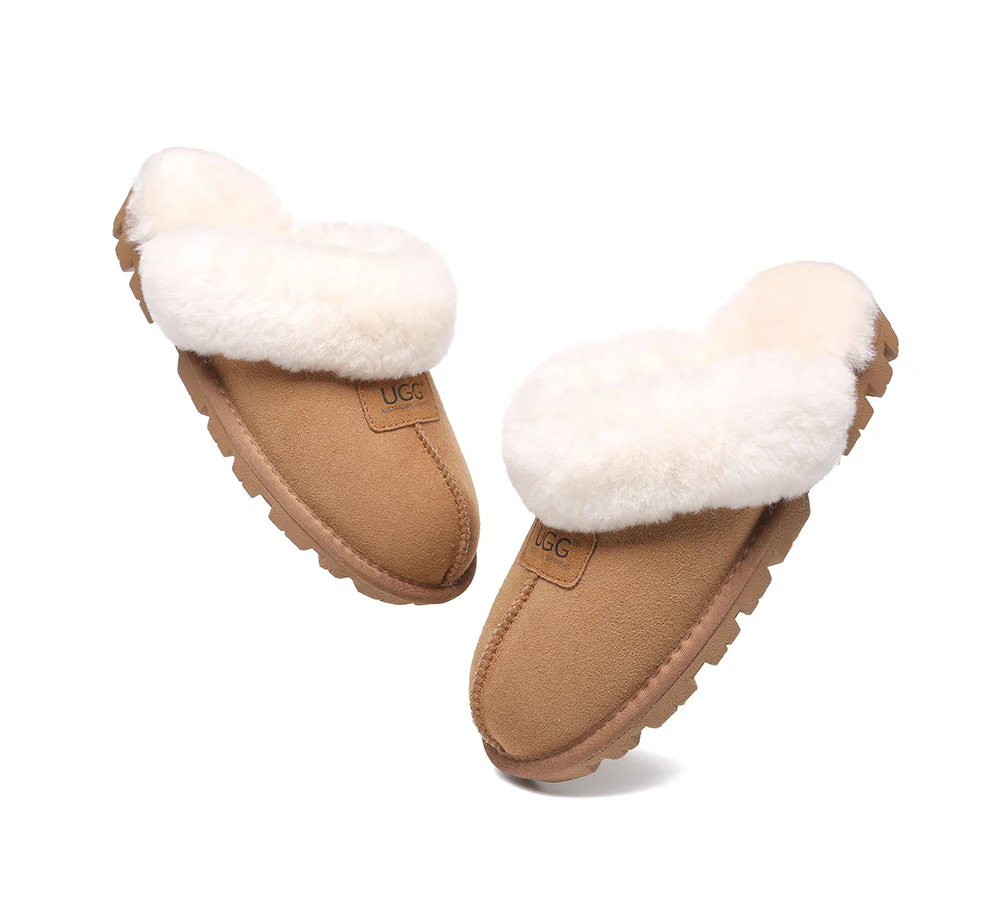 AUSTRALIAN SHEPHERD? UGG Slippers Double Faced Sheepskin Wool Suzie Scuff