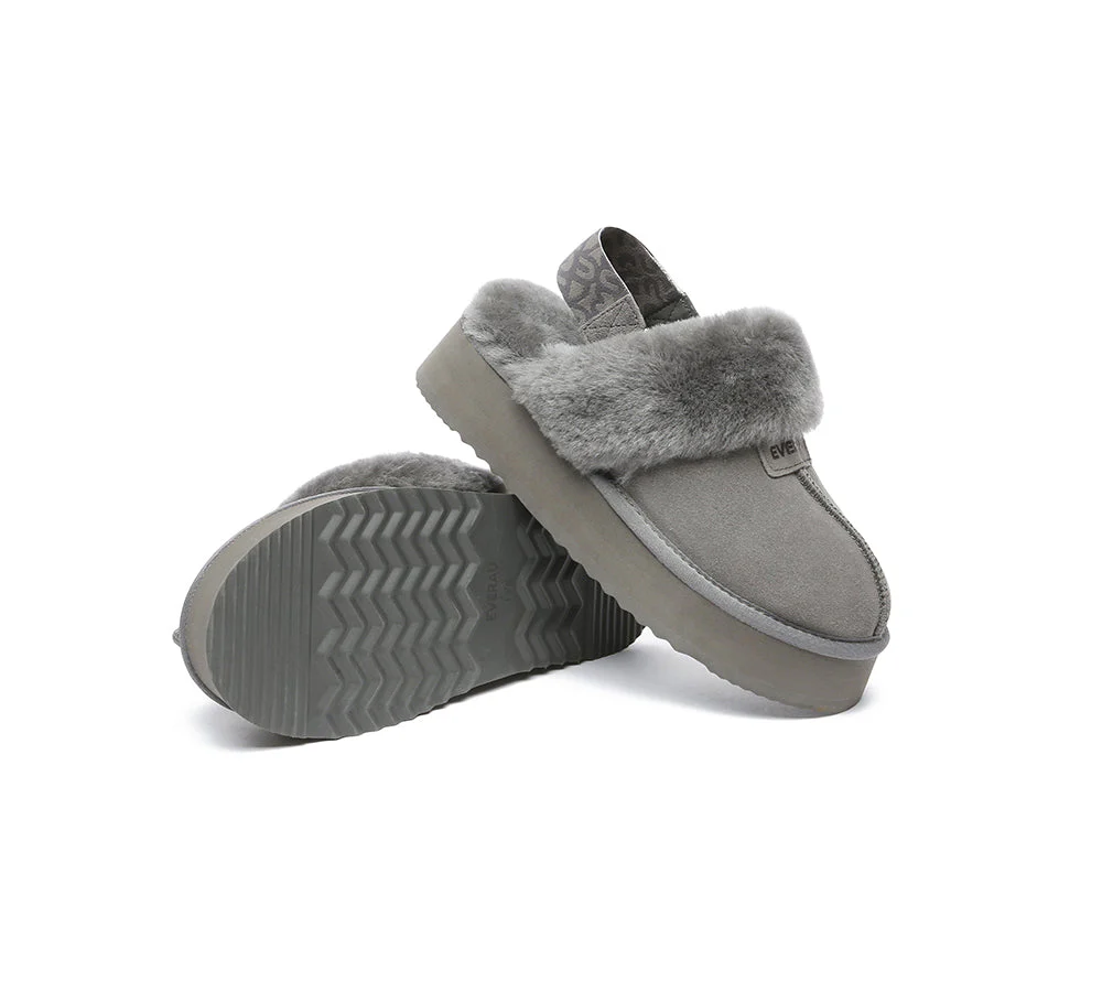 EVERAU? UGG Women Removable Strap Slingback Platform Slippers Forever