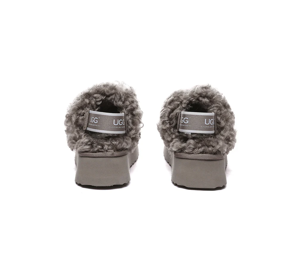AUSTRALIAN SHEPHERD? 2-Way Style UGG Slippers Women Removable Strap Slingback Platform Waffle Curly