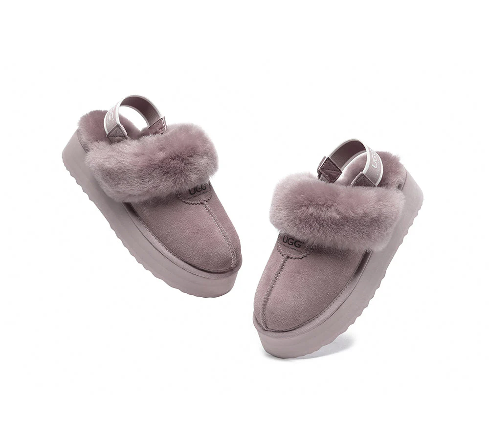 AUSTRALIAN SHEPHERD? UGG Slippers Women Removable Strap Slingback Platform Waffle