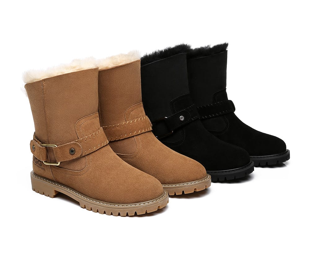 AUSTRALIAN SHEPHERD? UGG Boots Women Sheepskin Wool Mid Calf Sarah