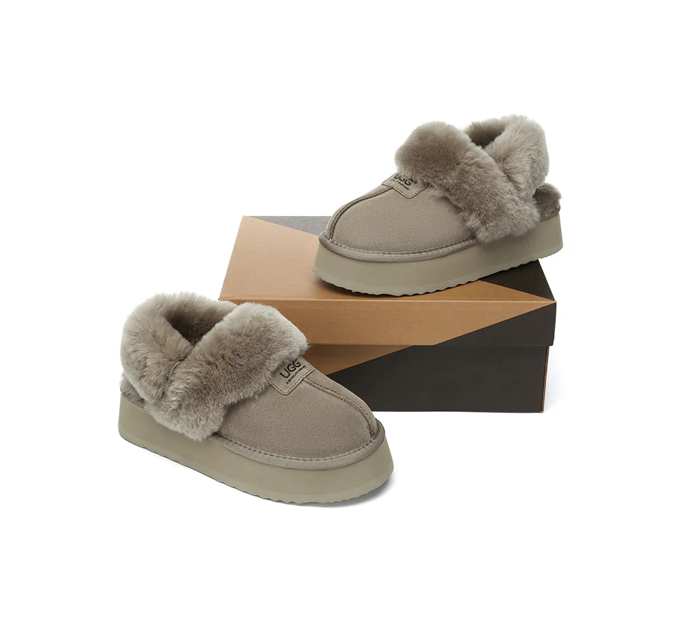AUSTRALIAN SHEPHERD? UGG Slippers Women Removable Wool Strap Slingback Platform Suzie