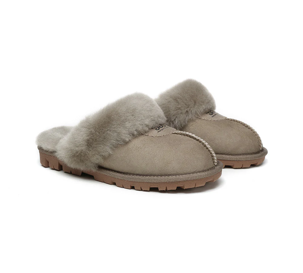 AUSTRALIAN SHEPHERD? UGG Slippers Double Face Sheepskin Wool Scuff Waffle