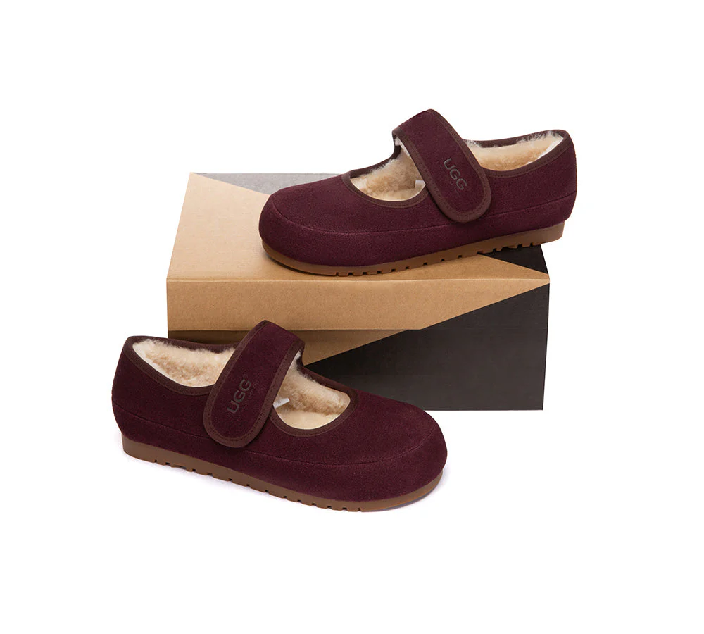 AUSTRALIAN SHEPHERD? UGG Slippers Sheepskin Wool Adjustable Strap Mary Jane Millie