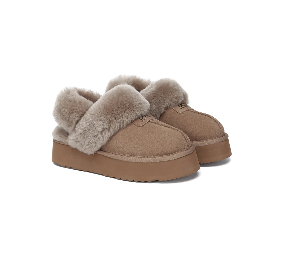 AUSTRALIAN SHEPHERD? UGG Slippers Women Removable Wool Strap Slingback Platform Suzie