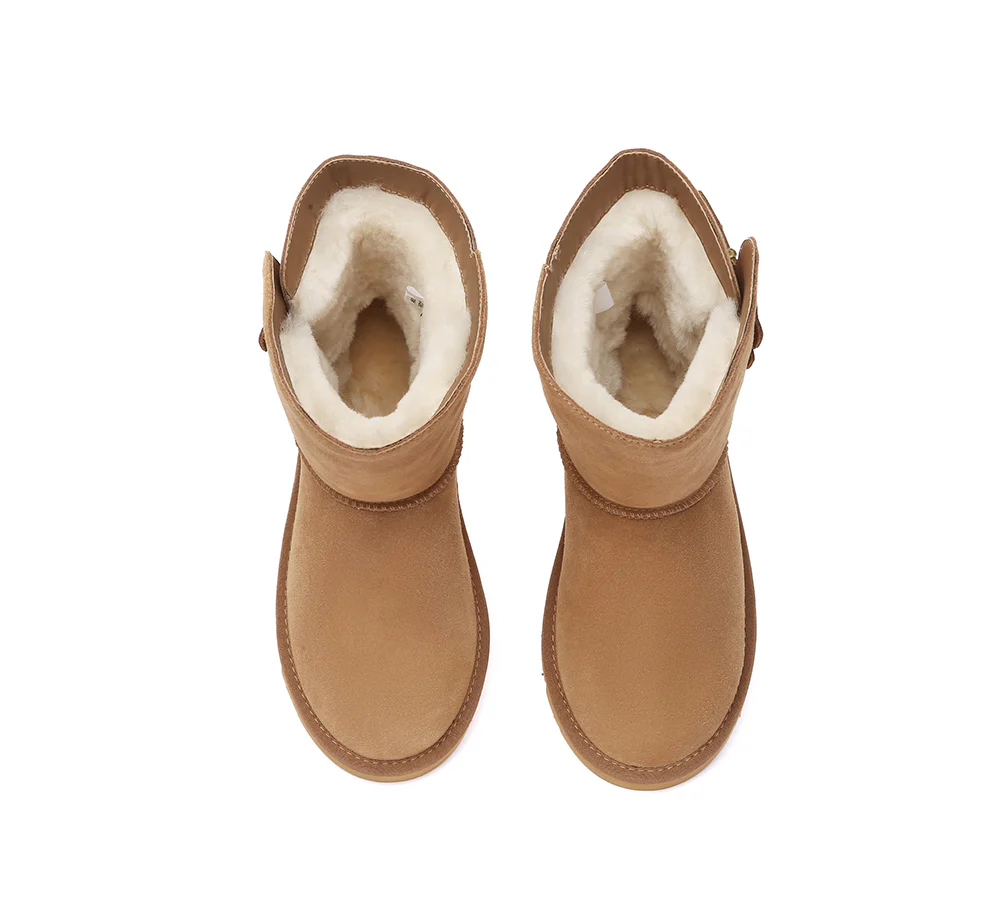 AUSTRALIAN SHEPHERD? UGG Boots Sheepskin Wool Buckle Mid Calf Winza