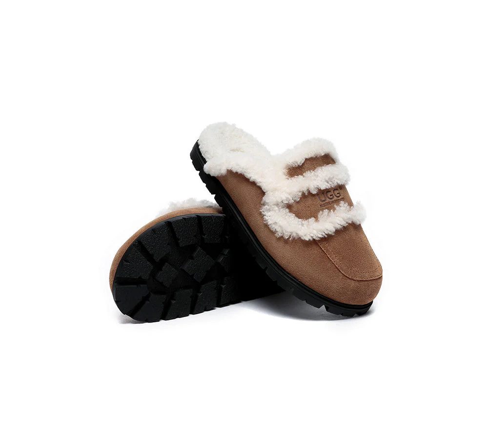 AUSTRALIAN SHEPHERD? UGG Slippers Women Sheepskin Wool Shearling Lined Remi
