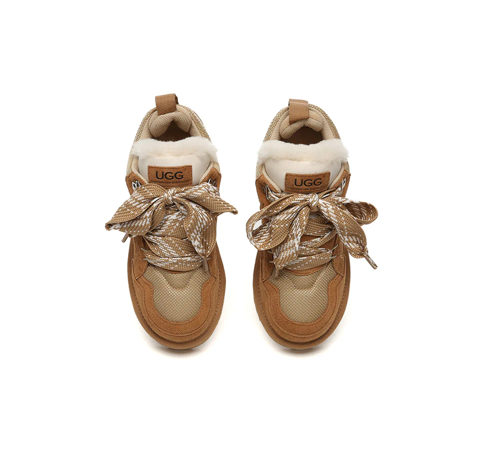 AUSTRALIAN SHEPHERD? UGG Boots Sheepskin Wool Lace Up Platform Sneakers Parkyr