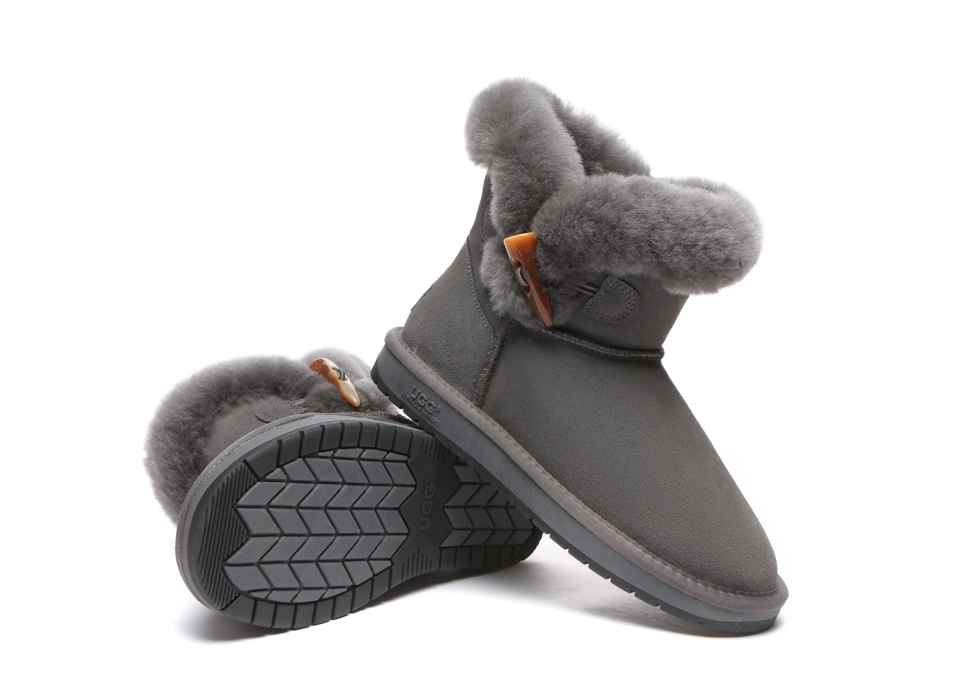 AUSTRALIAN SHEPHERD? UGG Boots Women Sheepskin Wool Horn Toggle Closure Mini Tiara