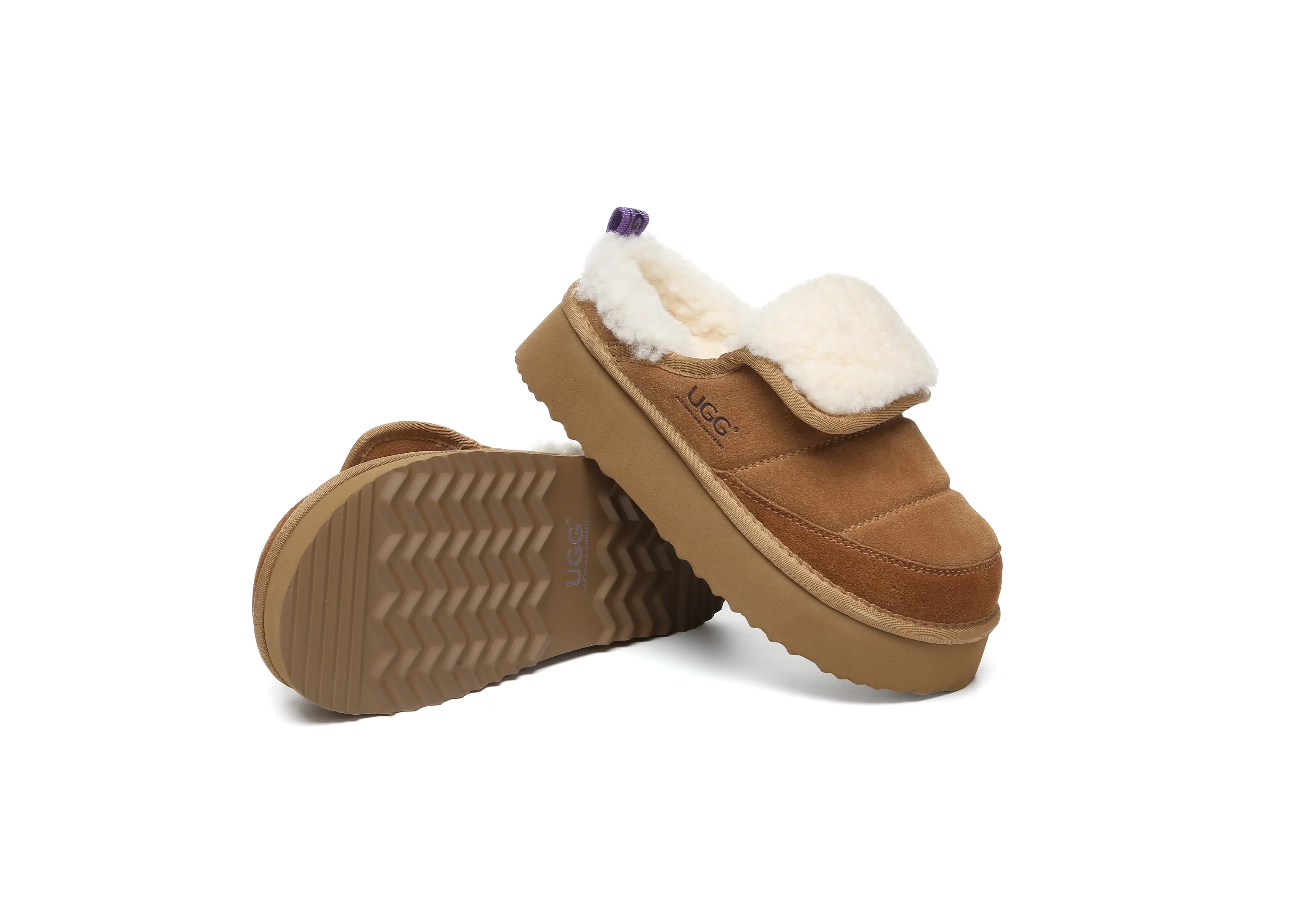 AUSTRALIAN SHEPHERD? UGG Slippers Sheepskin Wool Platform Theia