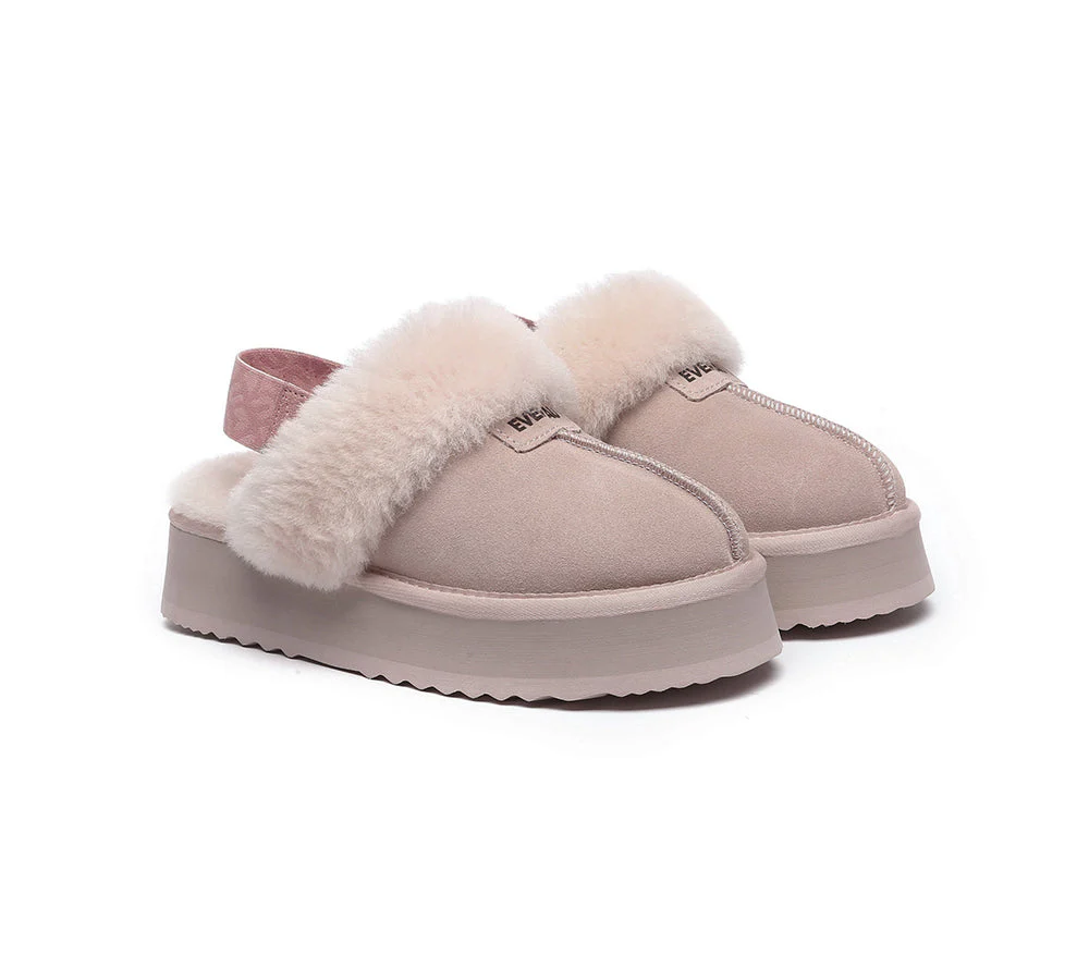 EVERAU? UGG Women Removable Strap Slingback Platform Slippers Forever
