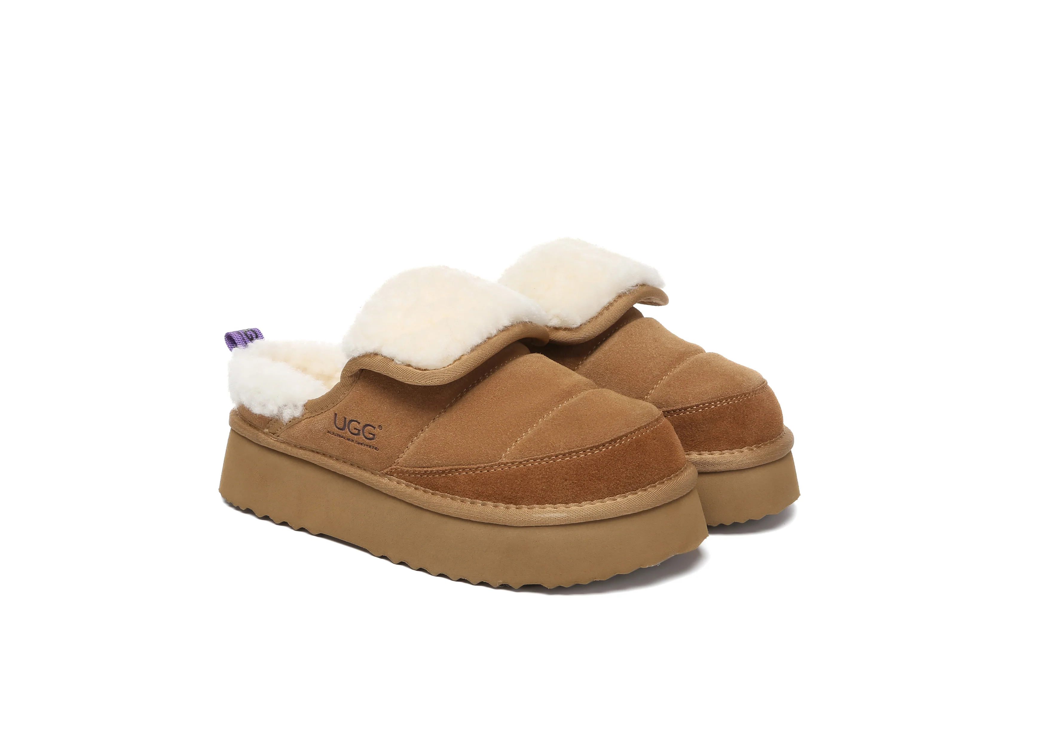AUSTRALIAN SHEPHERD? UGG Slippers Sheepskin Wool Platform Theia