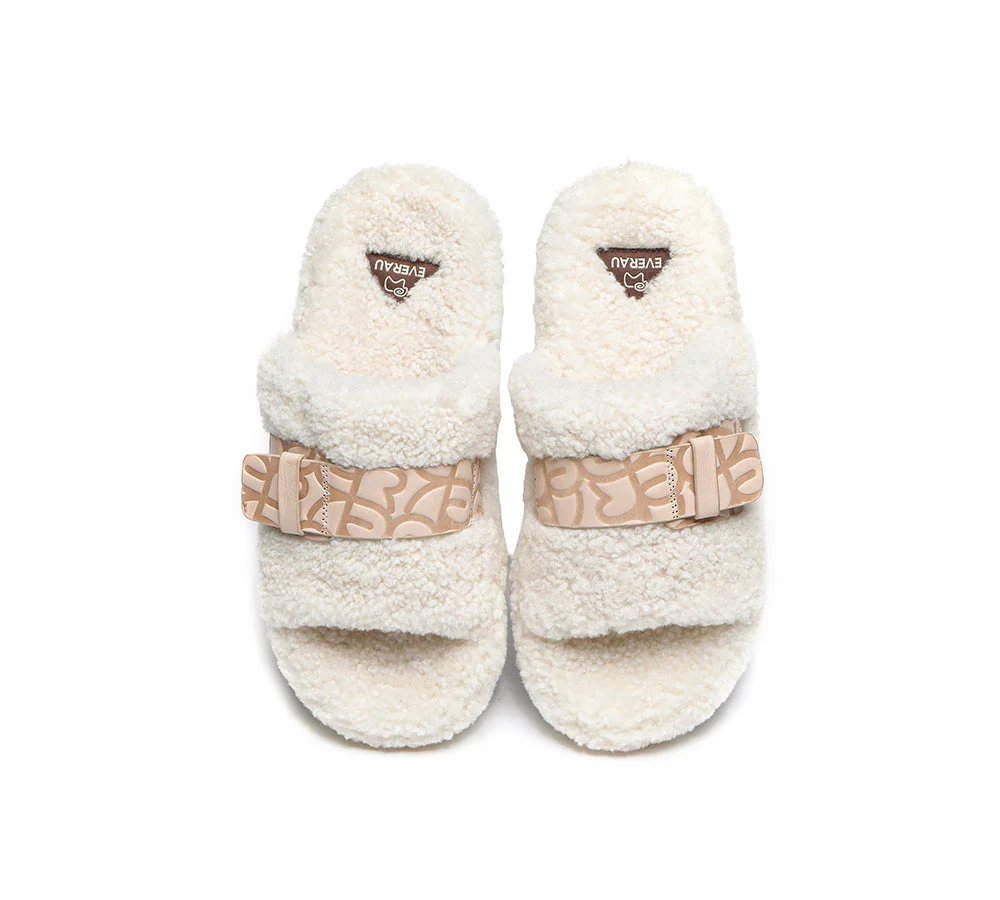 EVERAU? UGG Slippers Women Curly Sheepskin Wool Croft
