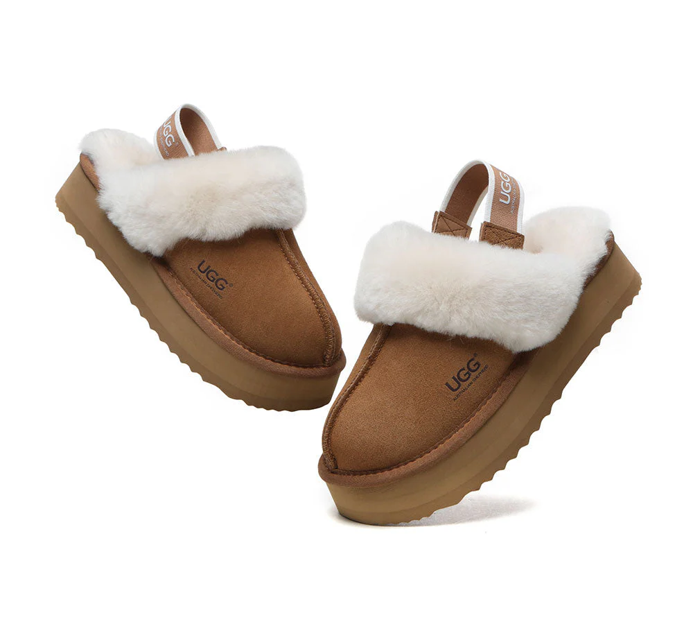 AUSTRALIAN SHEPHERD? 2-Way Style UGG Slippers Women Removable Strap Slingback Platform Muffin