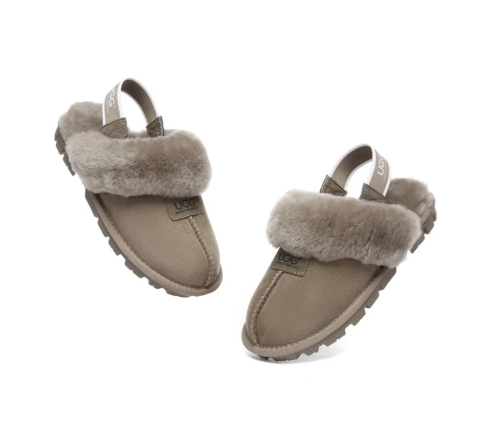 AUSTRALIAN SHEPHERD? 2-Way Style UGG Slippers Sheepskin Wool Removable Strap Slingback Suzie ll