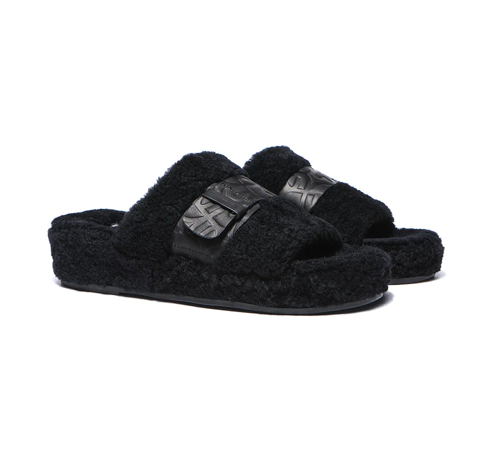 EVERAU? UGG Slippers Women Curly Sheepskin Wool Croft