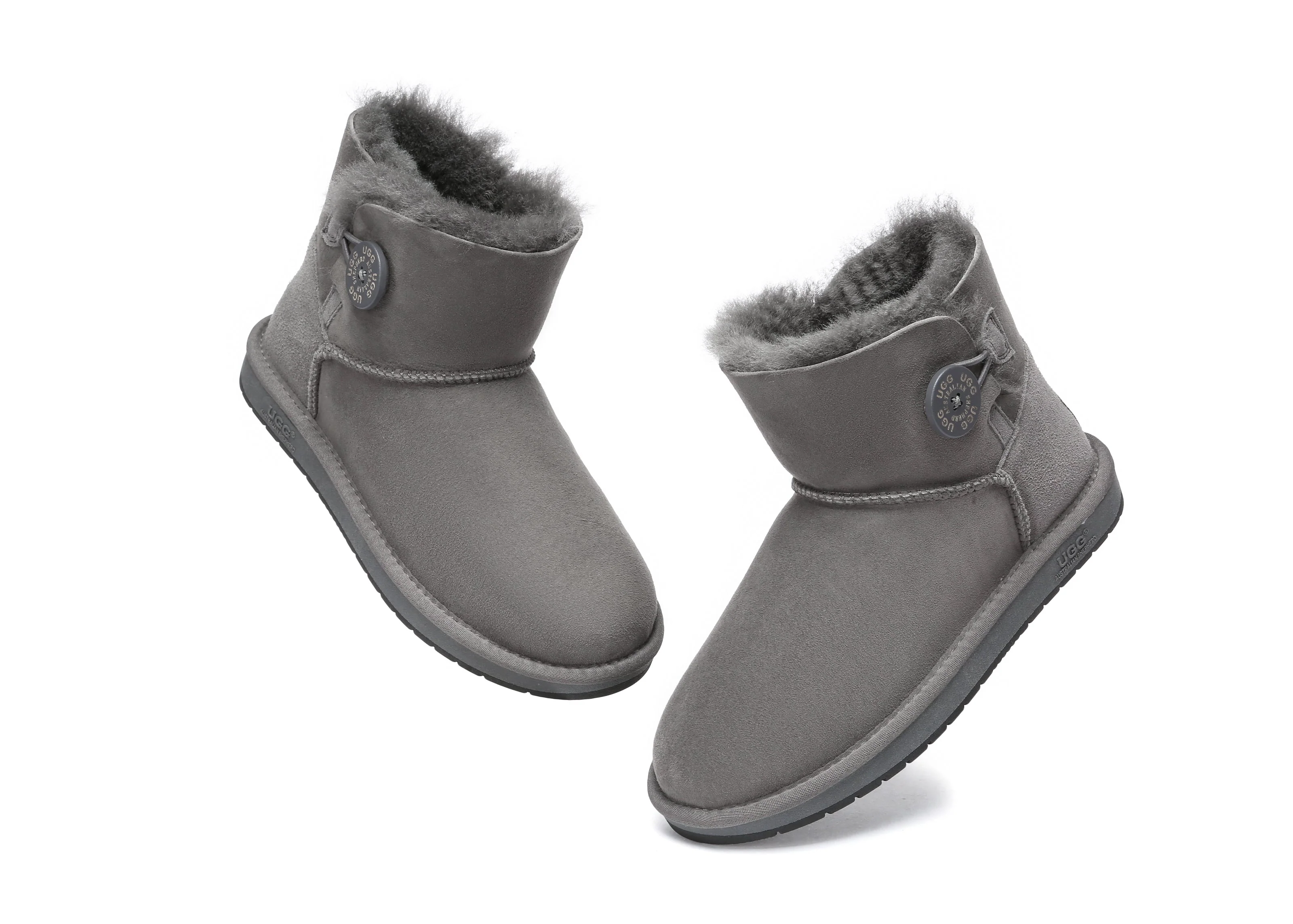 AUSTRALIAN SHEPHERD? UGG Boots Double Face Sheepskin Wool Mini Button