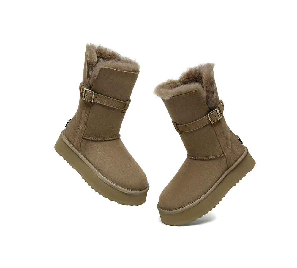 UGG EVERAU?  UGG Boots Women Sheepskin Wool Platform Short Valerie