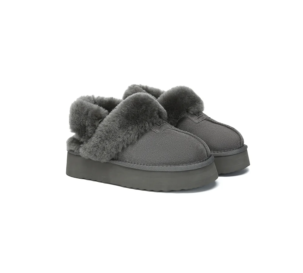 AUSTRALIAN SHEPHERD? UGG Slippers Women Removable Wool Strap Slingback Platform Suzie