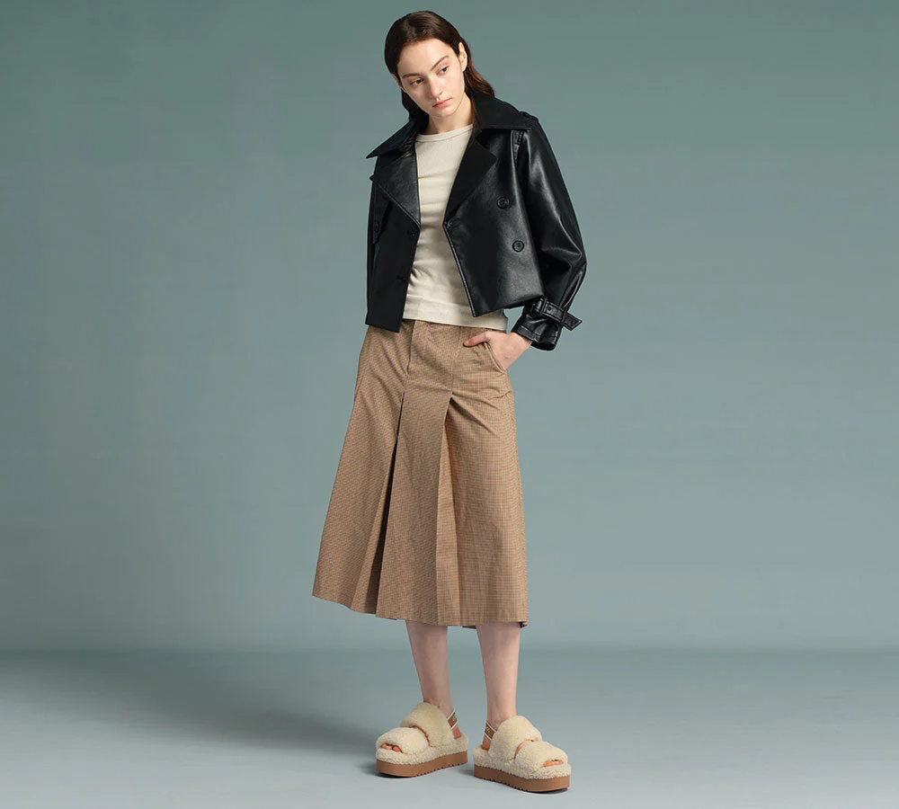 AUSTRALIAN SHEPHERD? UGG Women Double Strap Slingback Platform Fluffy Slides Lyam