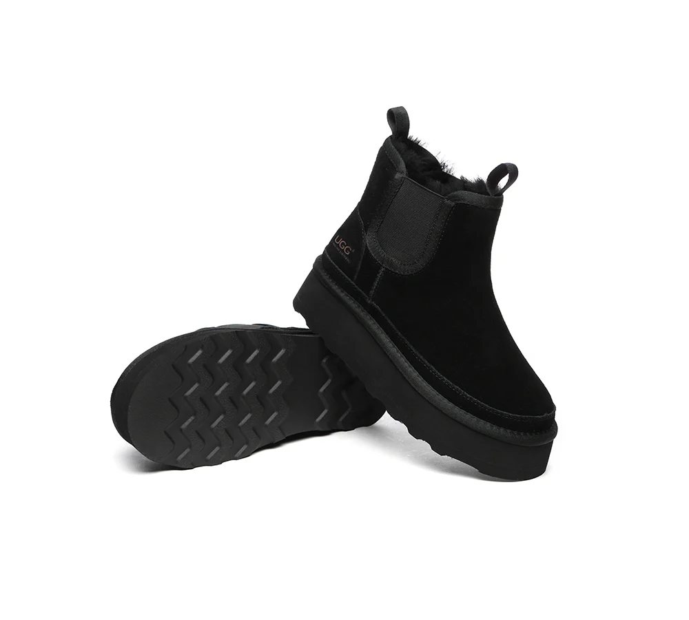 AUSTRALIAN SHEPHERD? UGG Boots Sheepskin Wool Elastic Band Platform Chelsie