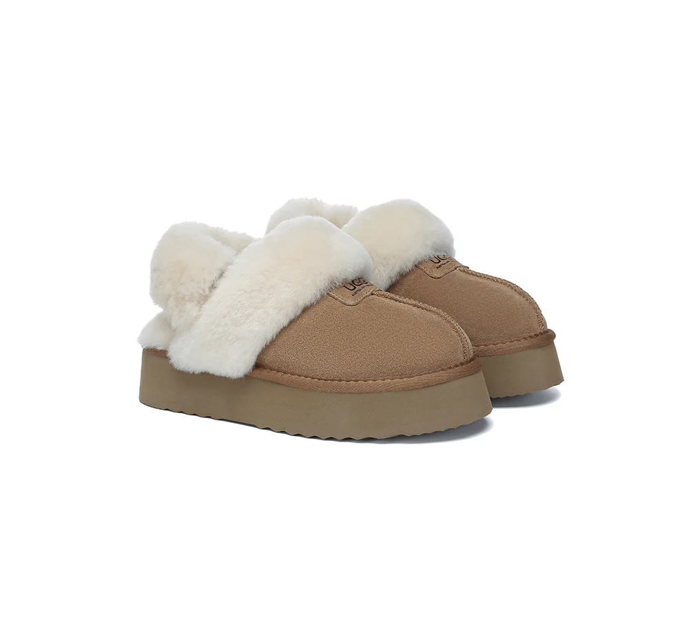 AUSTRALIAN SHEPHERD? UGG Slippers Women Removable Wool Strap Slingback Platform Suzie