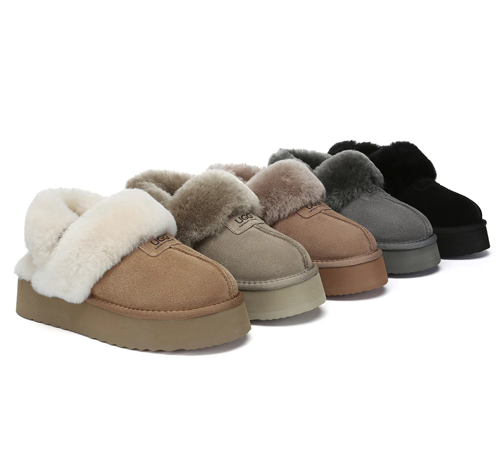 AUSTRALIAN SHEPHERD? UGG Slippers Women Removable Wool Strap Slingback Platform Suzie