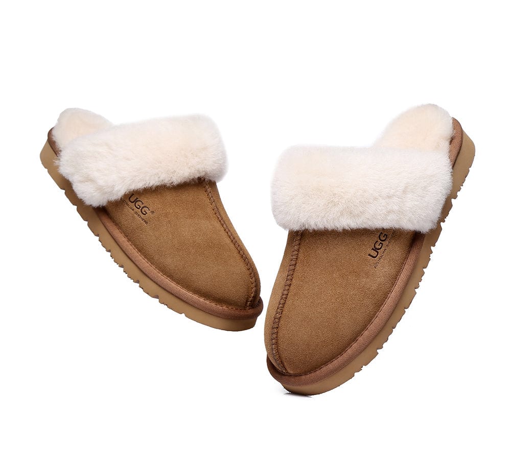 AUSTRALIAN SHEPHERD? UGG Slippers Sheepskin Wool Scuff Muffin