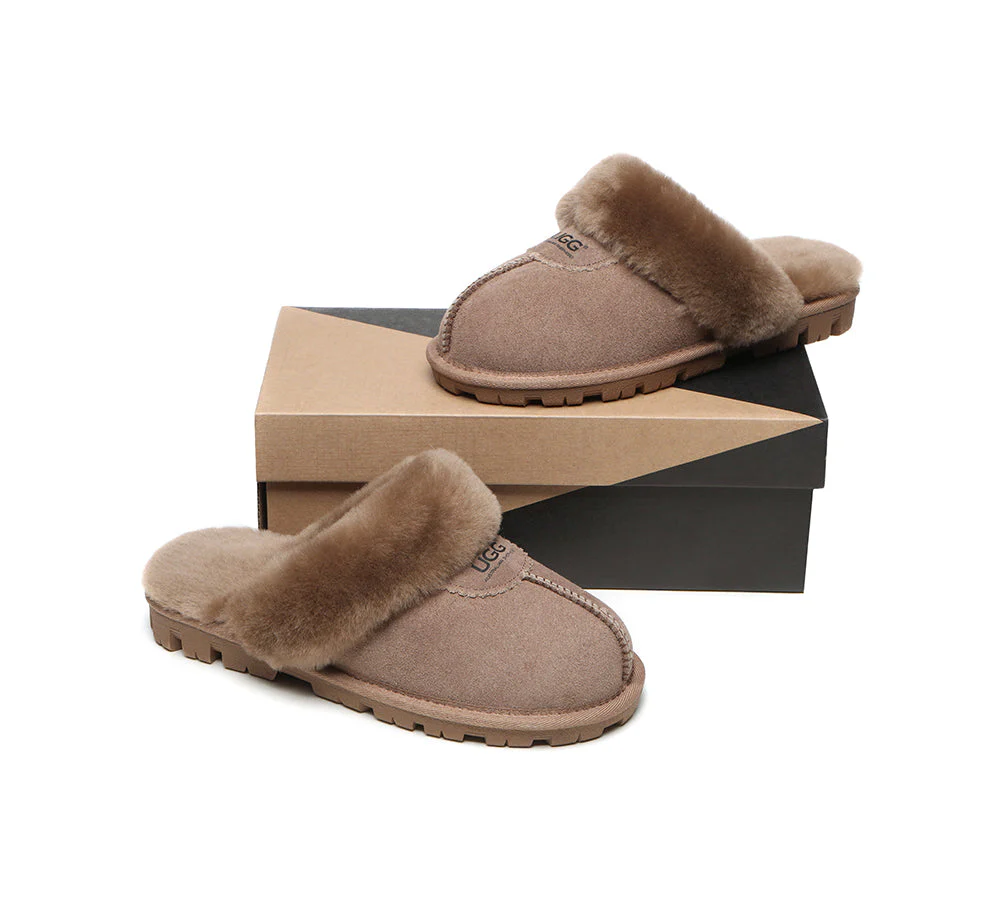 AUSTRALIAN SHEPHERD? UGG Slippers Double Face Sheepskin Wool Scuff Waffle