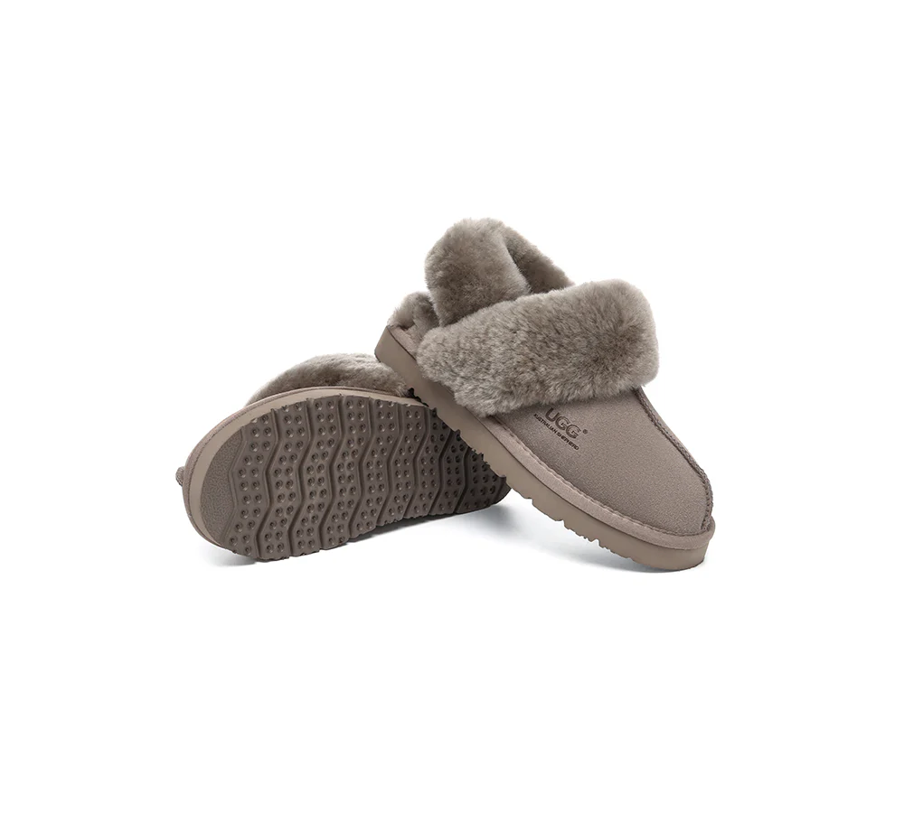 AUSTRALIAN SHEPHERD? UGG Slippers Women Removable Wool Strap Slingback Muffin Fluffy