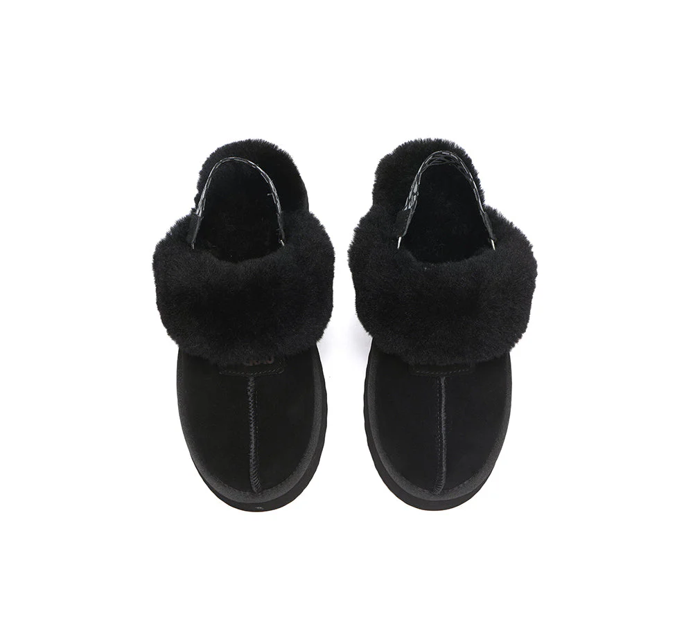 EVERAU? UGG Women Removable Strap Slingback Platform Slippers Forever