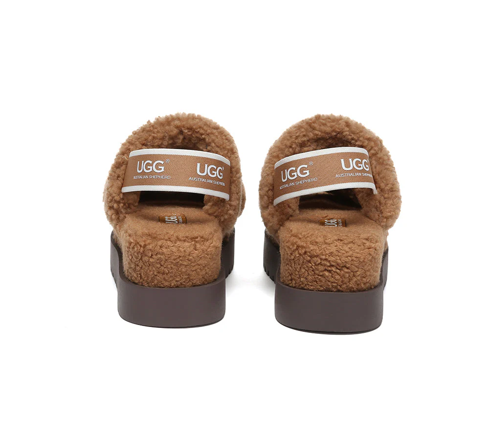 AUSTRALIAN SHEPHERD? UGG Women Double Strap Slingback Platform Fluffy Slides Lyam