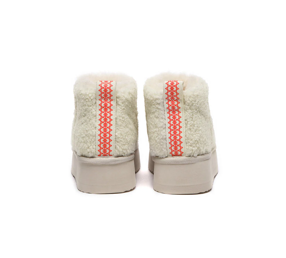 EVERAU? UGG Boots Sheepskin Wool Plush Ankle Ultra Platform Teddycozy
