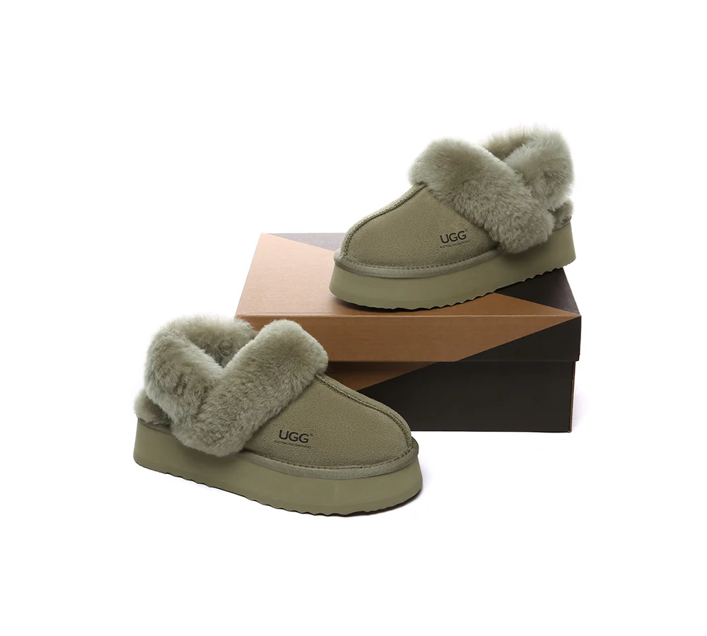 AUSTRALIAN SHEPHERD? UGG Slippers Women Removable Wool Strap Slingback Platform Musa