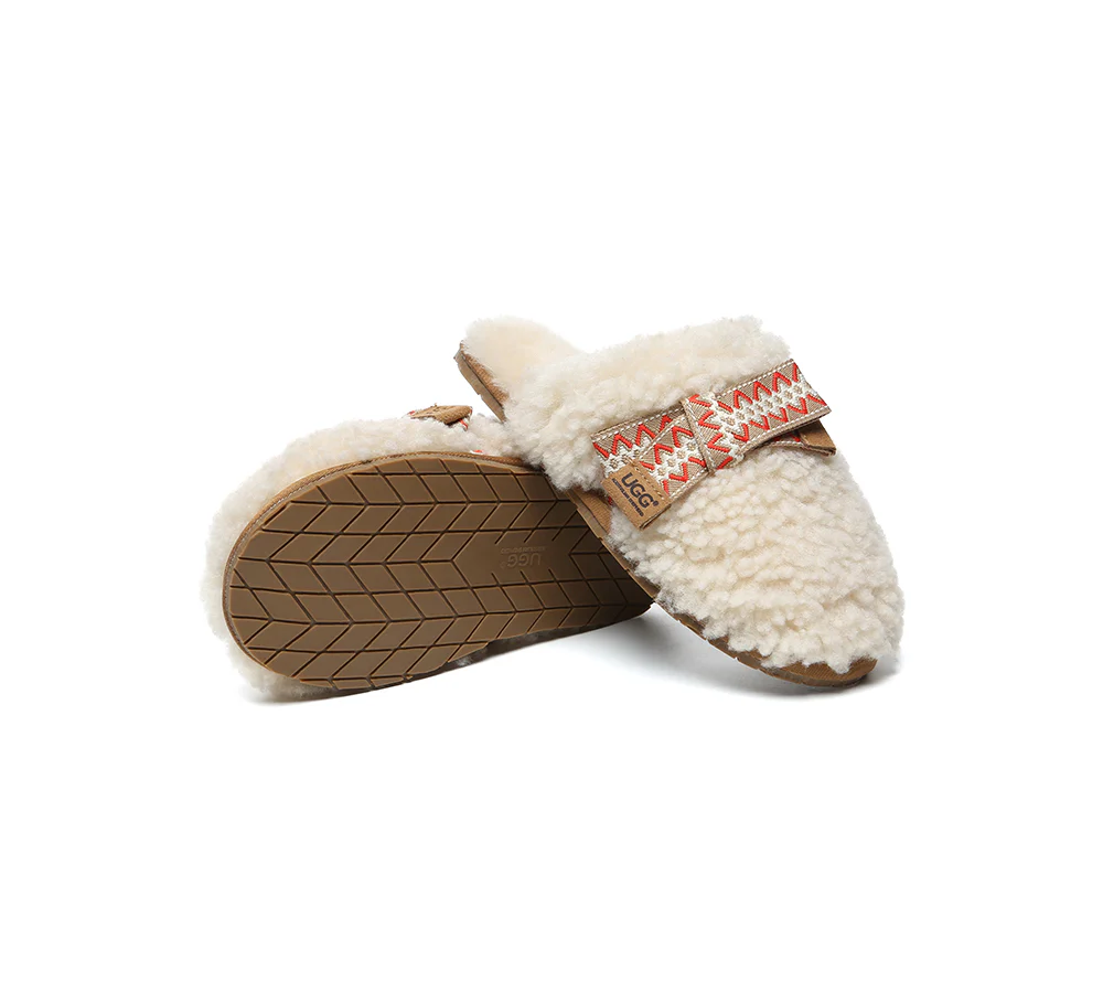 AUSTRALIAN SHEPHERD? UGG Slippers Women Sheepskin Wool Bow Cecil