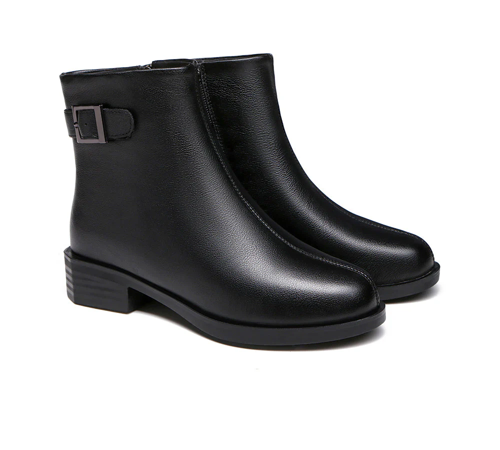 TARRAMARRA? Women Leather Buckle Zipper Chelsea Boots Ivana