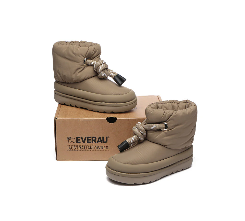 EVERAU? UGG  Boots Women Sheepskin Wool Waterproof Adjustable Drawstring Ankle Delabra