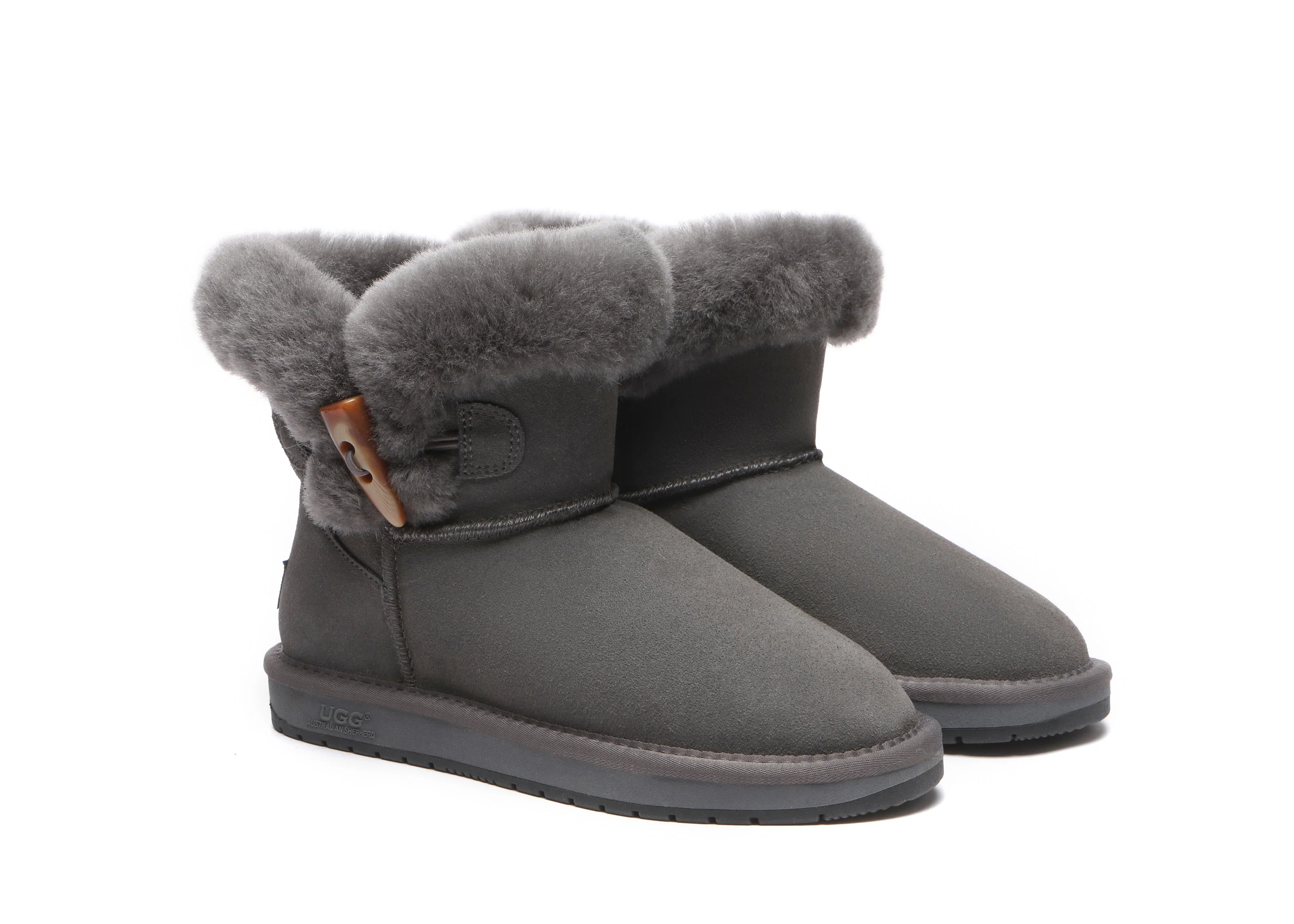 AUSTRALIAN SHEPHERD? UGG Boots Women Sheepskin Wool Horn Toggle Closure Mini Tiara