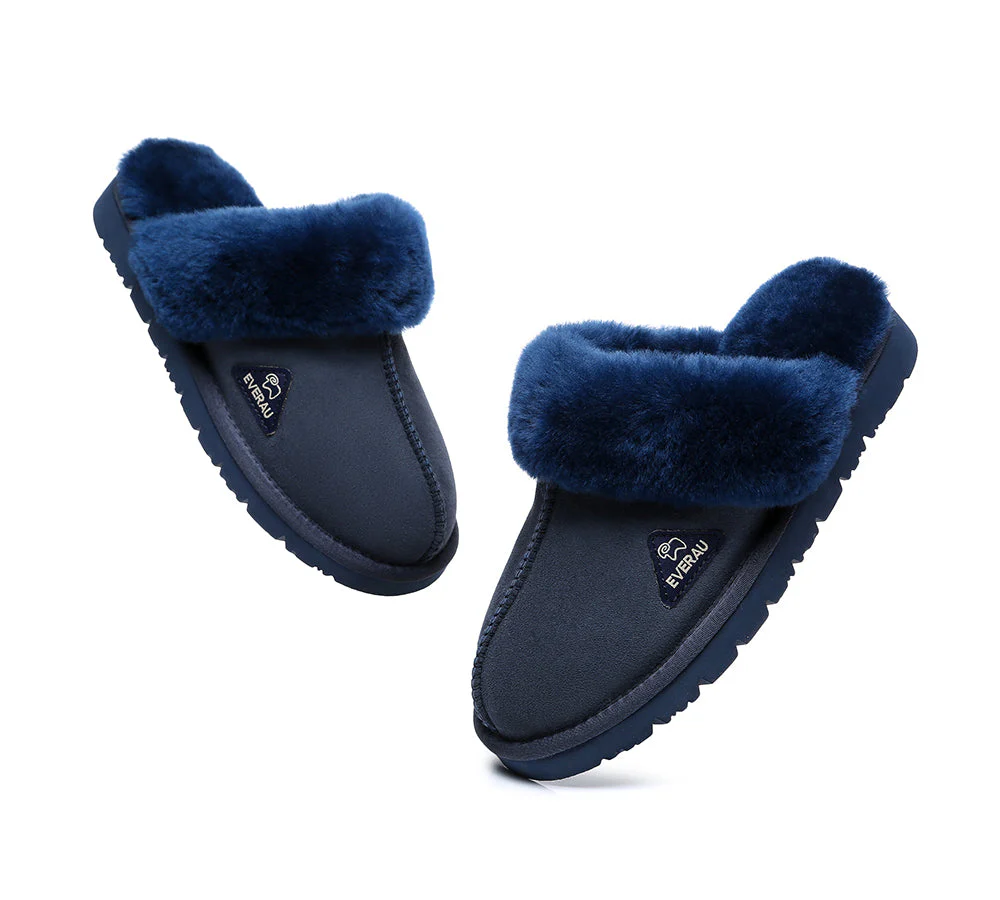 EVERAU? UGG Slippers Premium Sheepskin Wool Scuff Muffin