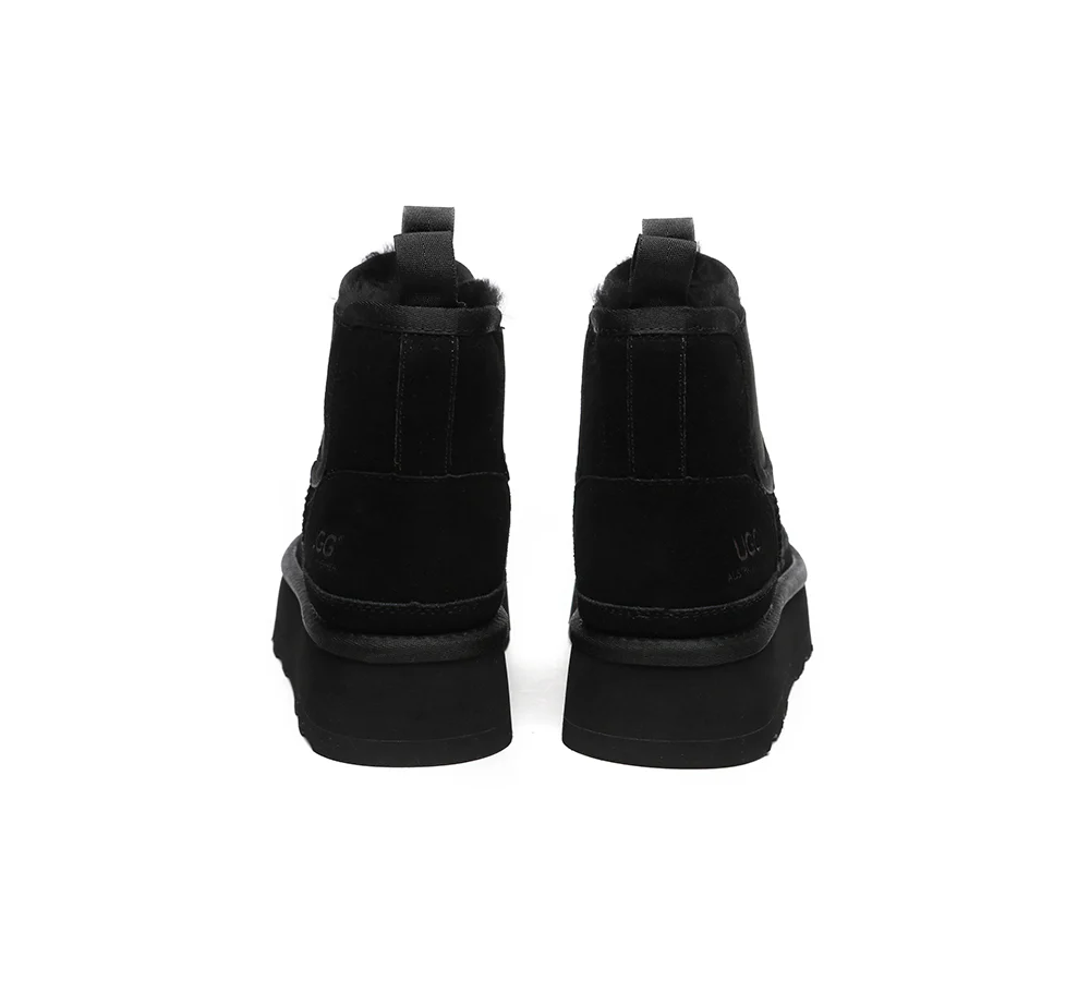 AUSTRALIAN SHEPHERD? UGG Boots Sheepskin Wool Elastic Band Platform Chelsie