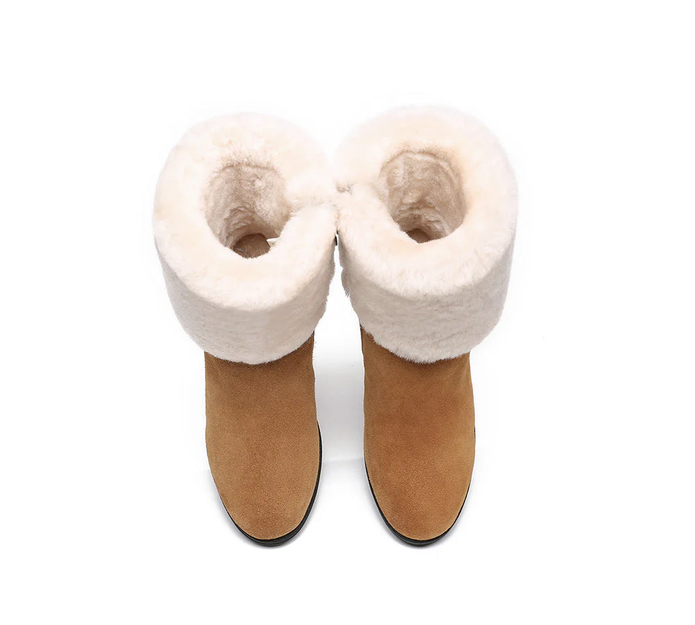 AUSTRALIAN SHEPHERD? UGG Boots Women Shearling Zipper Heel Candice