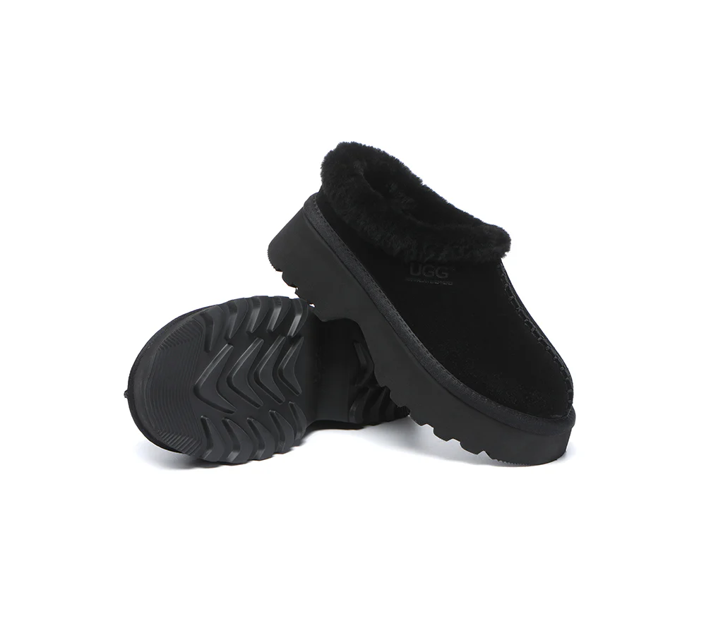 AUSTRALIAN SHEPHERD? UGG Slippers Sheepskin Wool Ankle Chunky Platform Adrian