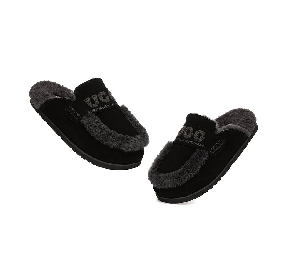 AUSTRALIAN SHEPHERD? UGG Slippers Women Sheepskin Wool Shearling Lora
