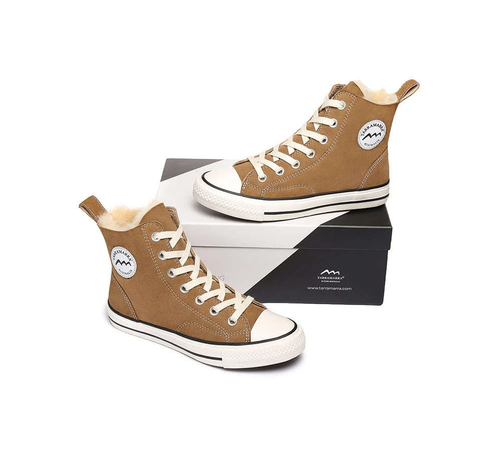 TARRAMARRA? Women Sheepskin Wool High Top Sneakers Viola