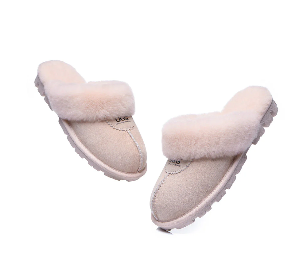 AUSTRALIAN SHEPHERD? UGG Slippers Double Face Sheepskin Wool Scuff Waffle